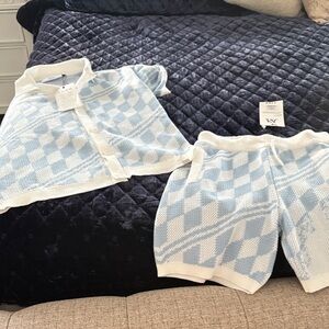 Blue and White mens 2 piece shirt set 🔥🔥